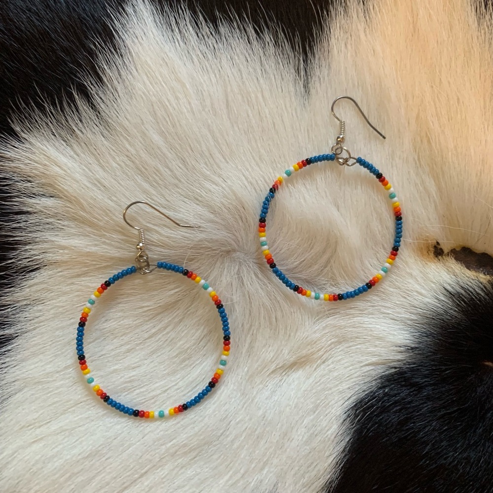 Hand Beaded Hoop earrings